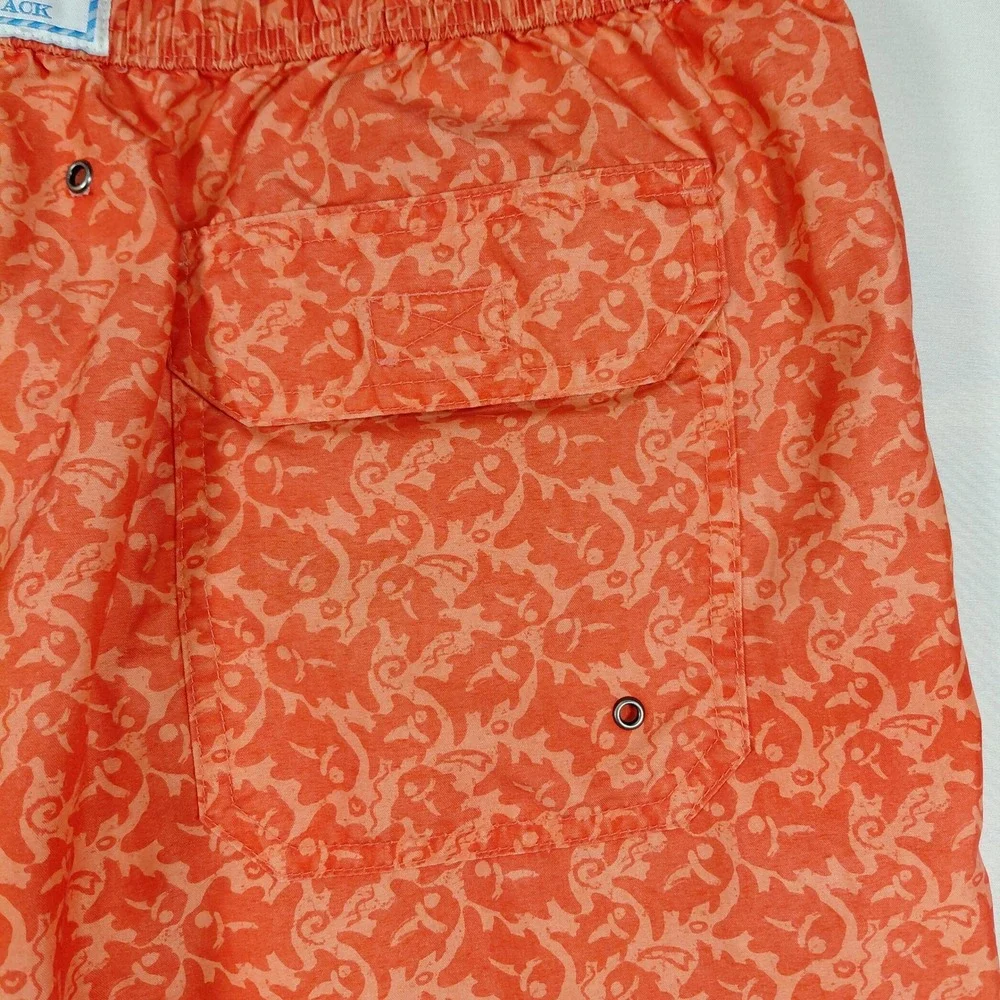 Southern Tide Skipjack Water Shorts Mens Medium Orange Fish Print Swim Trunks